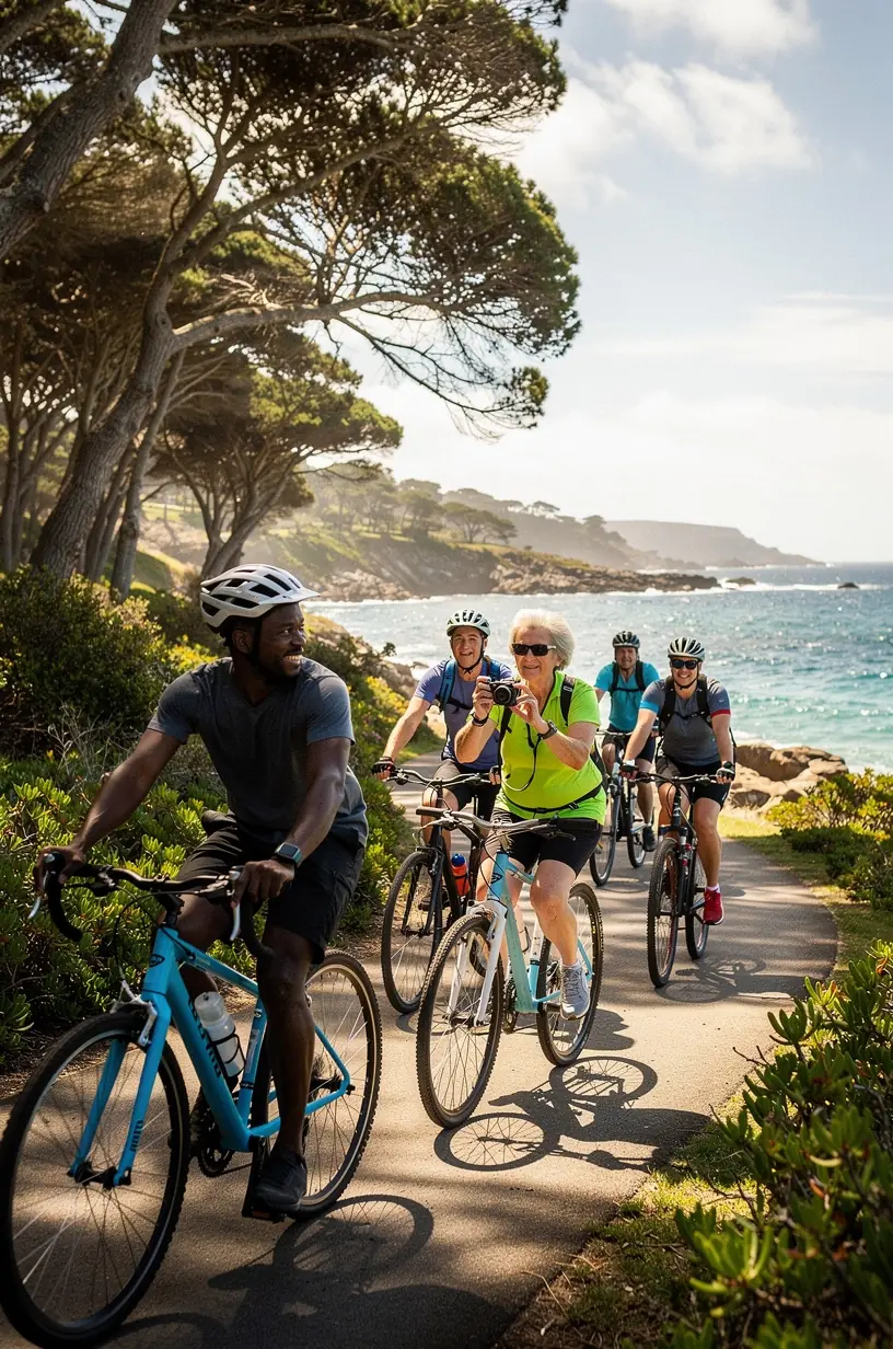 Пляжный пейзаж с золотистым песком и спокойным океаном на побережье США